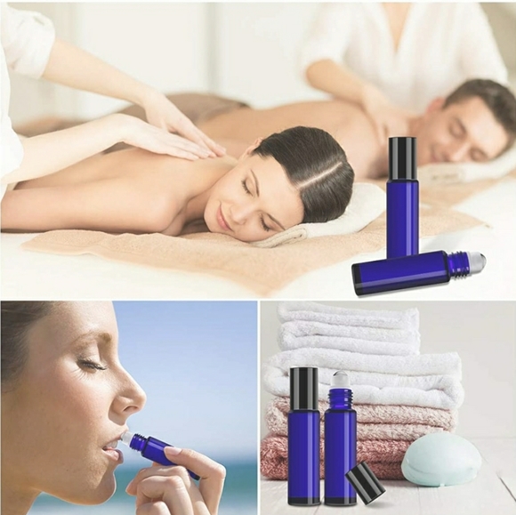 New Cobalt Blue Glass Ball Roller Never Used - Picture 3 of 5